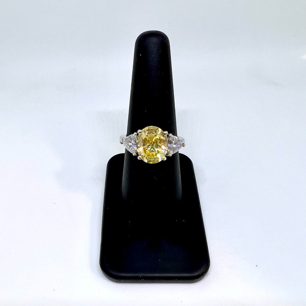 Diamonique x Amy Stran Canary Oval-Cut Ring Platinum Clad